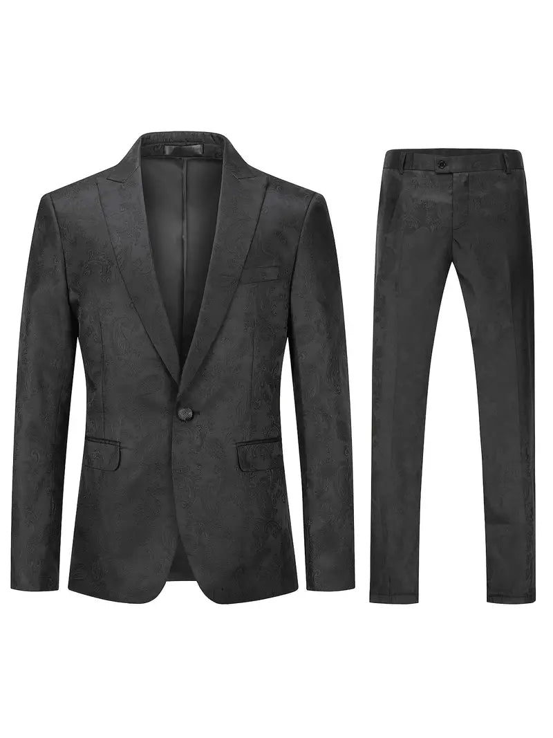 Jacquard 2-teiliges Anzug-Set Jacke mit einem Knopf und Anzugshose