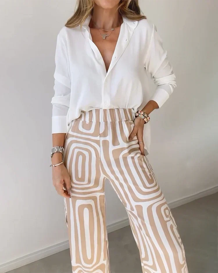 Weite Hose mit geometrischem Muster | Eleganz und Komfort | Zeitloser Stil