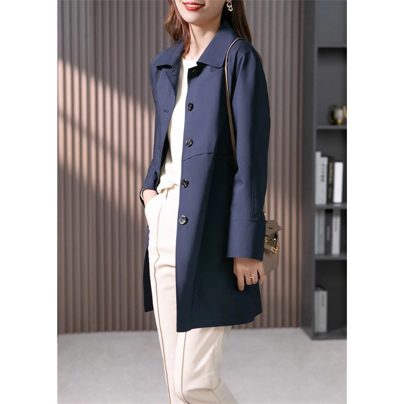 Ruby - Stilvolle und Taillierte Kurz-Trenchcoat mit Einreihiger Knopfleiste für den Herbst für Damen