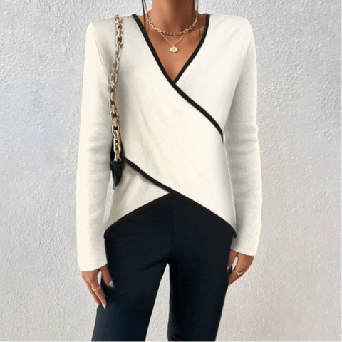 Ylona | Damen Elegante V-Ausschnitt Pullover | Langarm