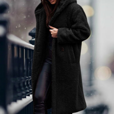 Viela | Damen Elegante Kapuze Winter Mantel | Lang