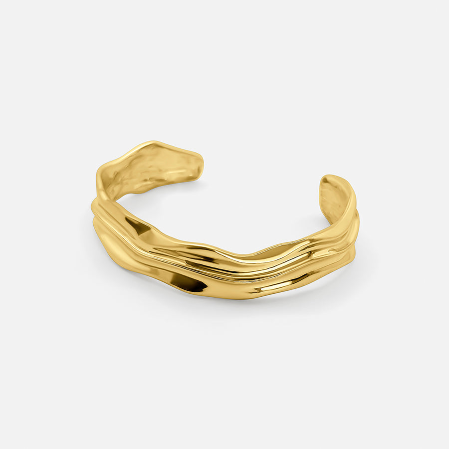Goldenes Offenes Armband – Zeitlose Eleganz mit strukturiertem Design