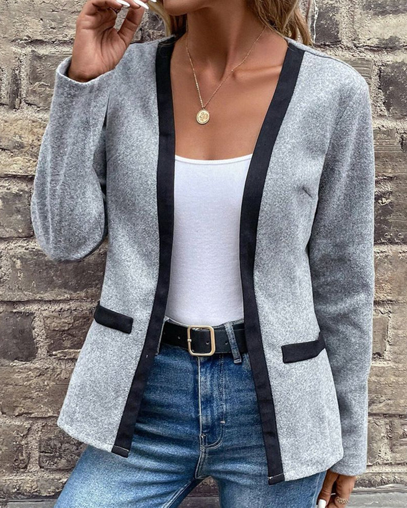 Ella - Elegante und Stilvolle Graue Strick Winterjacke für Damen