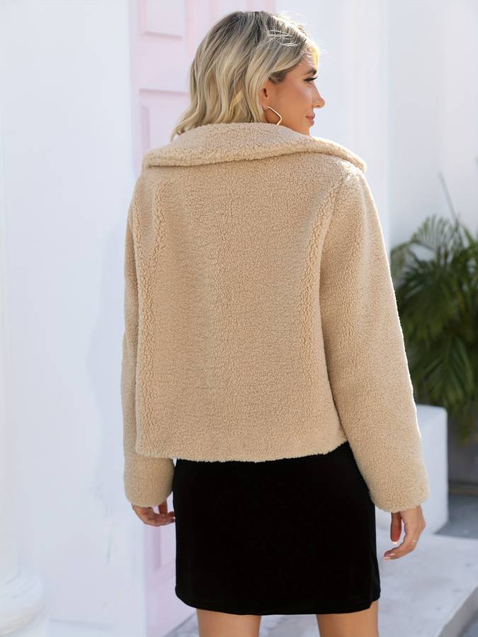 Vera - Stilvolle und Warme Beige Winter-Teddy-Jacke für Damen