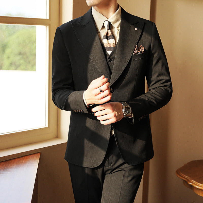 Dreiteiliger Herrenanzug Grau Leinen Slim Fit