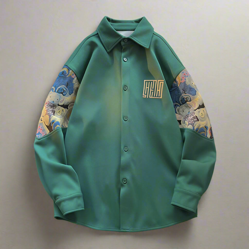 Dennis | Retro-inspirierte Hemdjacke mit gesticktem Bären