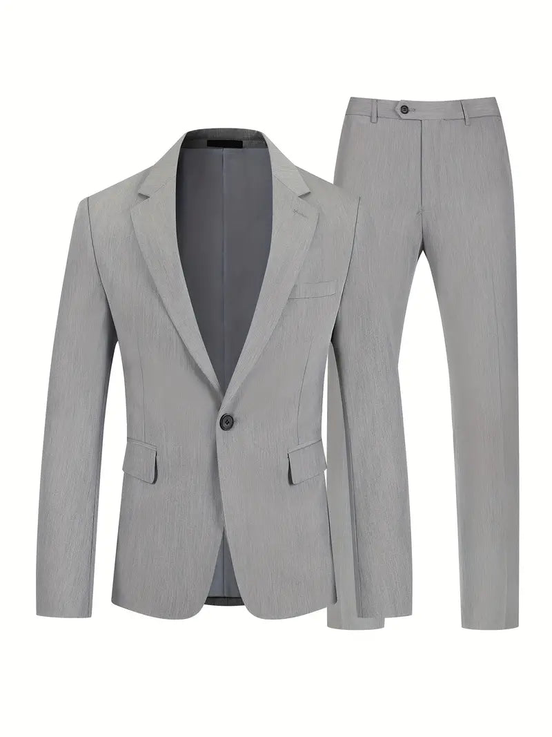 Schmal geschnittene Reversjacke mit Taschen und feste Hose