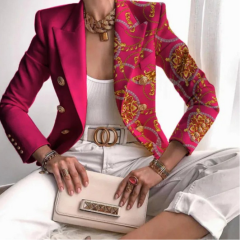 Gini | Damen Elegant Schick Bedruckter Blazer | Formell