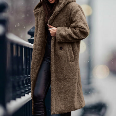 Viela | Damen Elegante Kapuze Winter Mantel | Lang