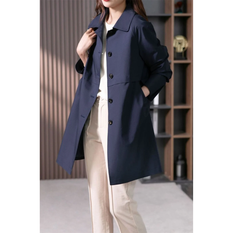 Ruby - Stilvolle und Taillierte Kurz-Trenchcoat mit Einreihiger Knopfleiste für den Herbst für Damen