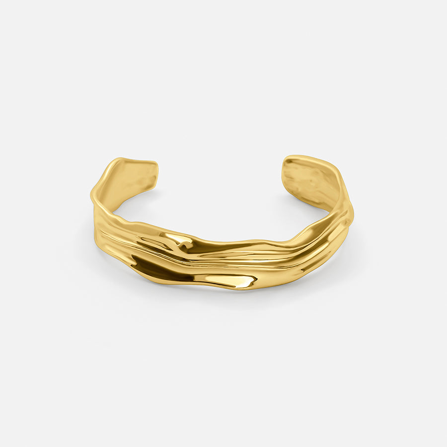 Goldenes Offenes Armband – Zeitlose Eleganz mit strukturiertem Design