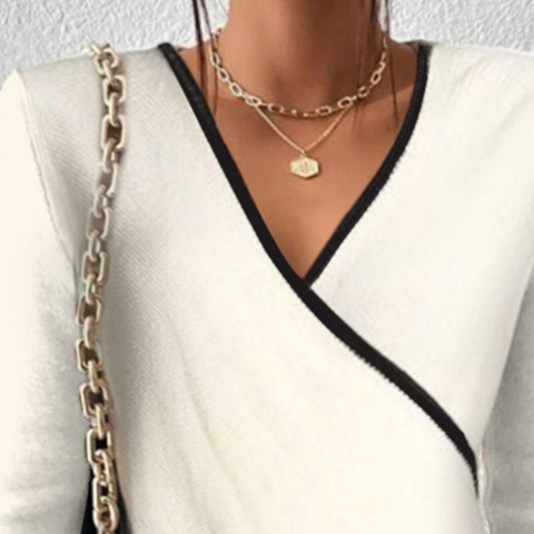 Ylona | Damen Elegante V-Ausschnitt Pullover | Langarm