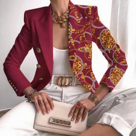 Gini | Damen Elegant Schick Bedruckter Blazer | Formell