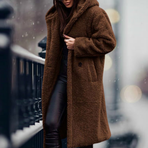 Viela | Damen Elegante Kapuze Winter Mantel | Lang