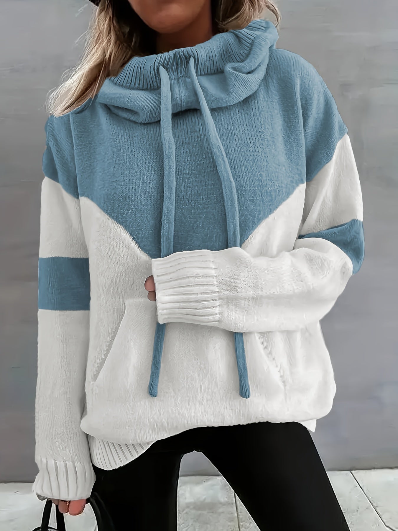 Bella - Streetwear Herbst Farbblock-Hoodie mit Kordelzug und Tasche für Damen