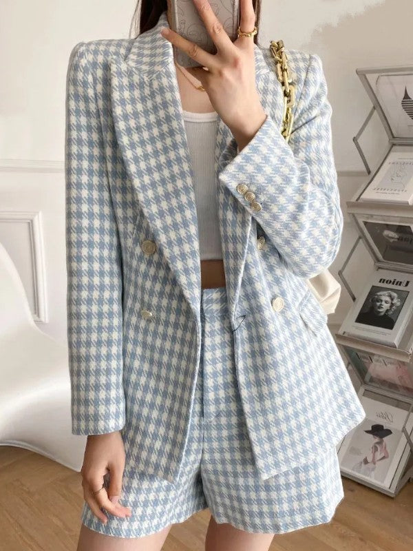 Willow - Zeitloser und Stilvoller Blau Tweed-Blazer für Herbst für Damen