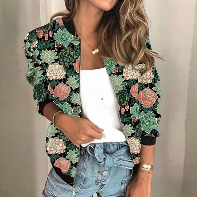 Bedruckte Zip-up-Jacke