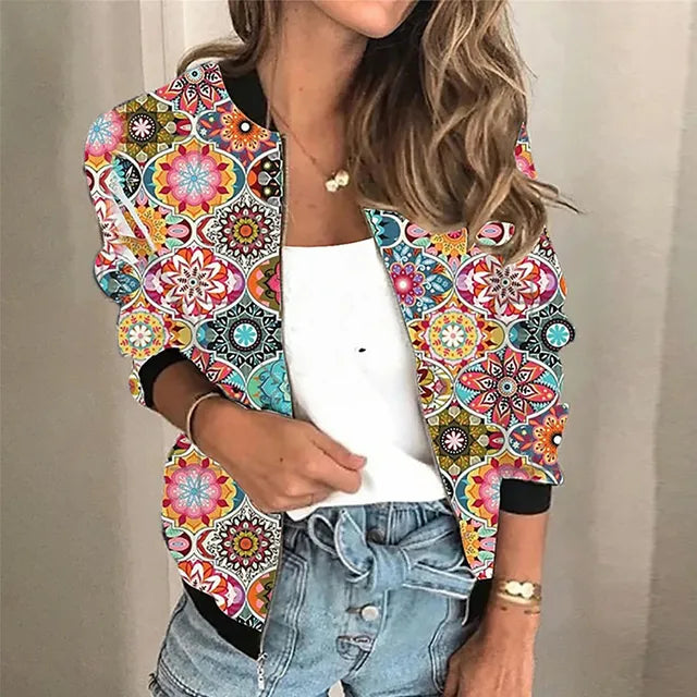 Bedruckte Zip-up-Jacke