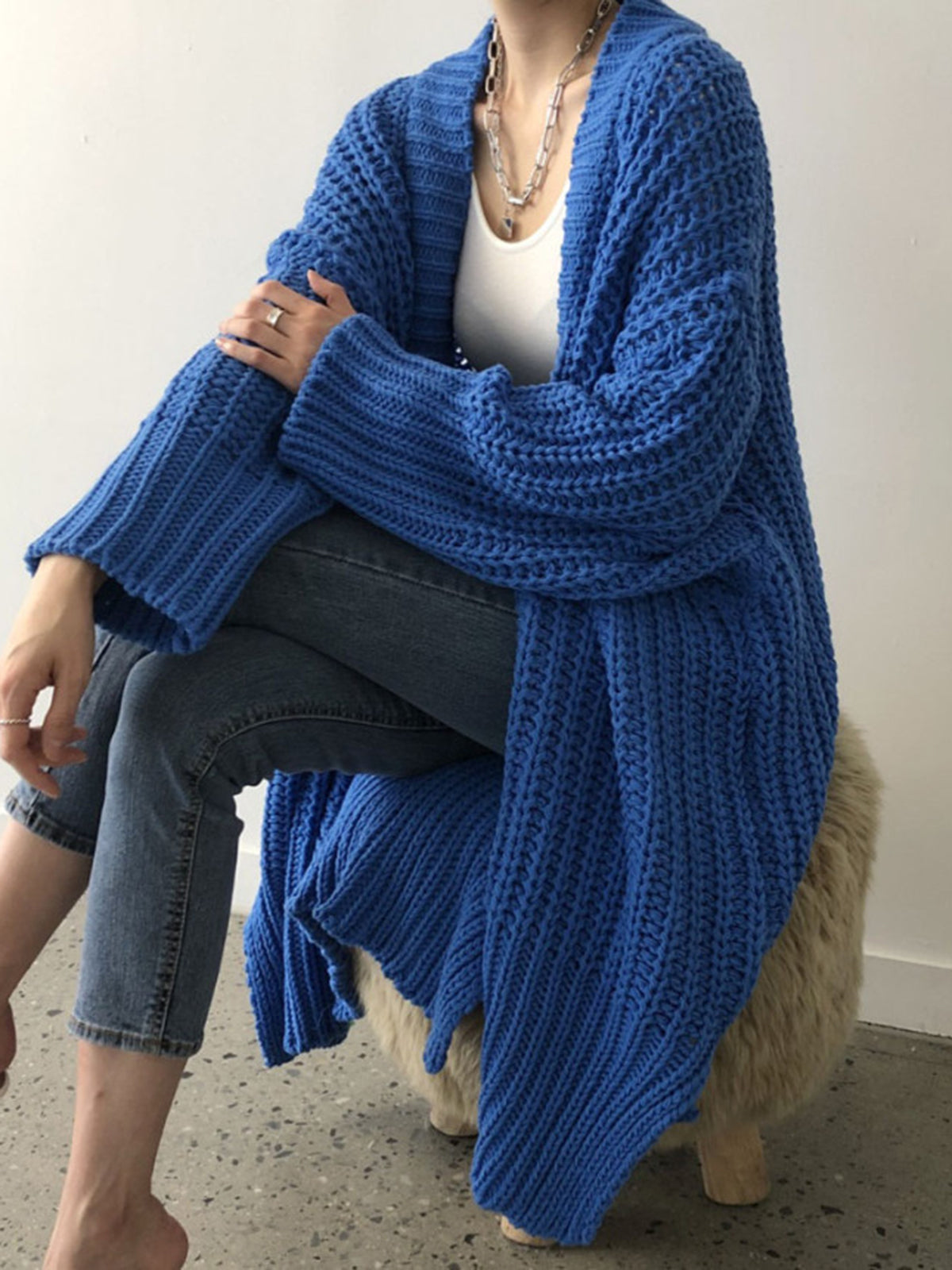 Zina | Stylish Long Length Design Damen Strickjacke