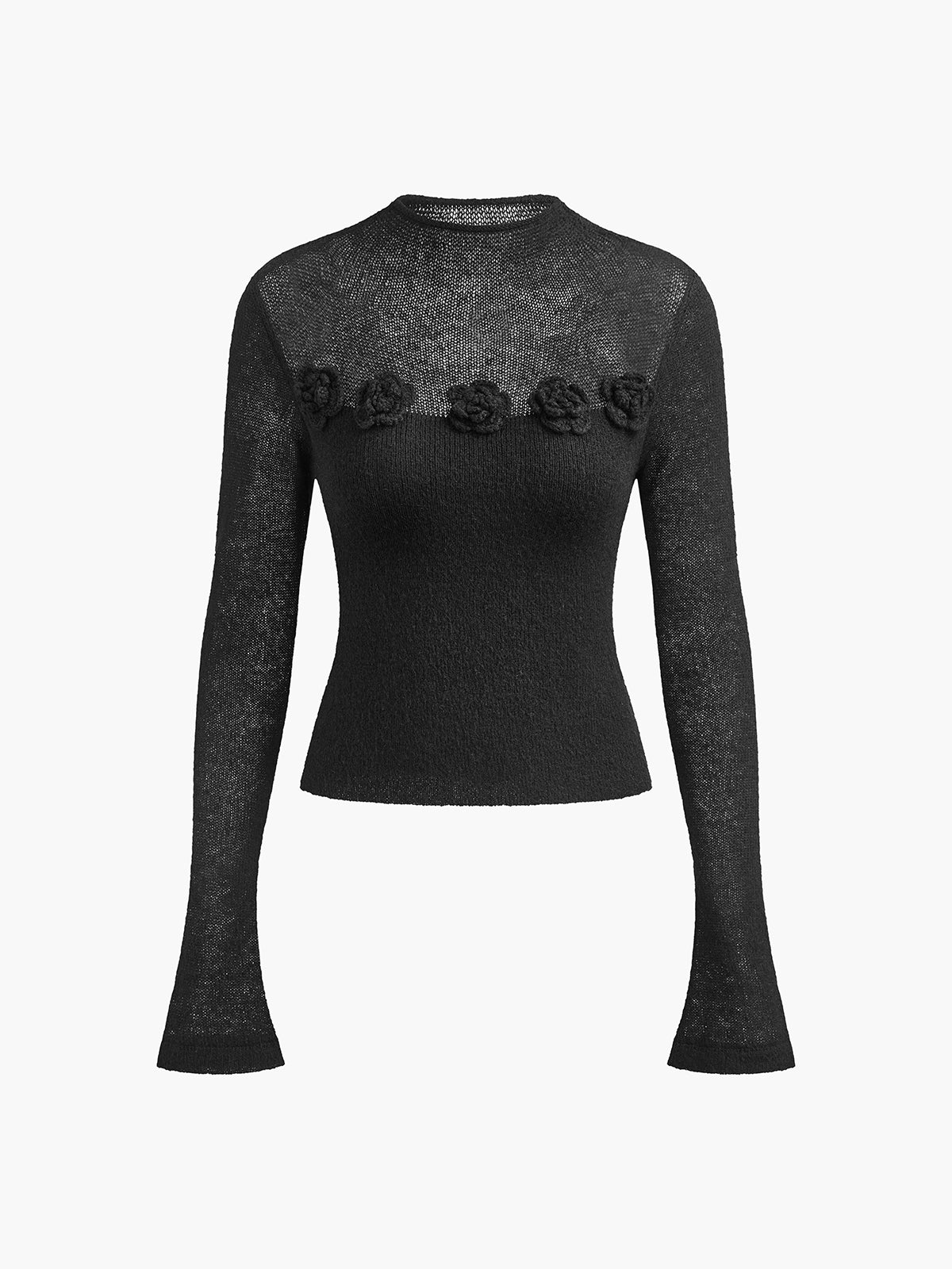 Zella | Floral Panel Soft Knit Design Damen Top