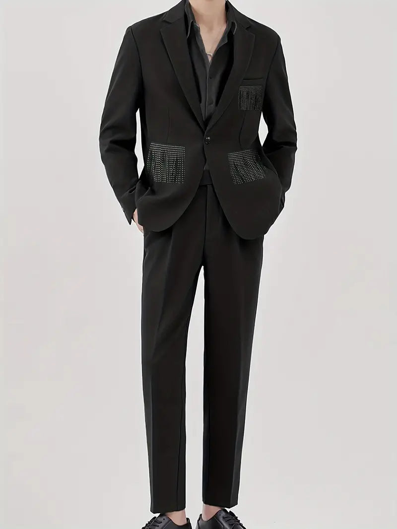 Klassisches Revers-Jackett mit Taschen und Slim Fit-Hose