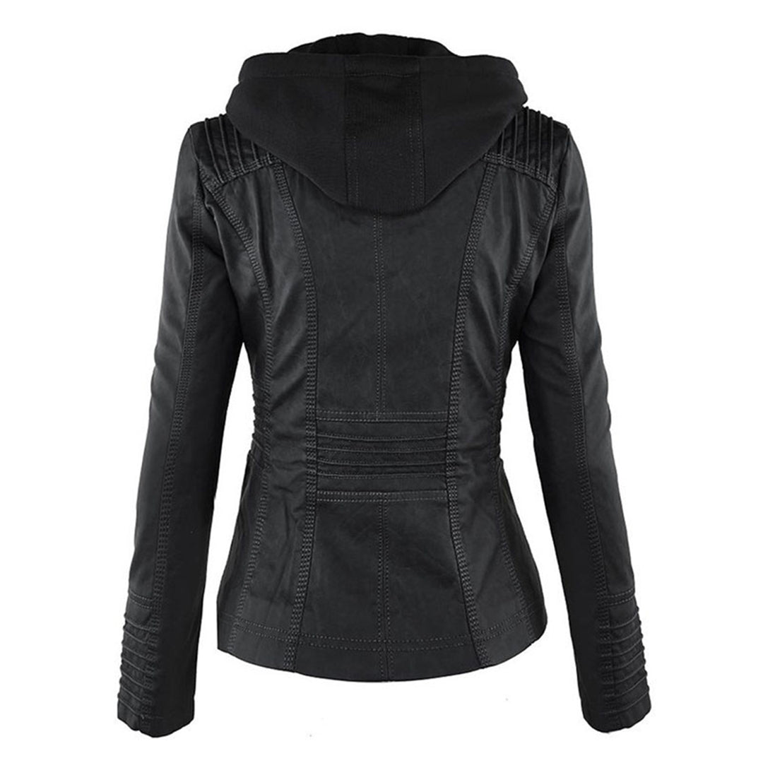 Zanda - Frühlingsjacke aus Leder mit Taschen und Reißverschluss