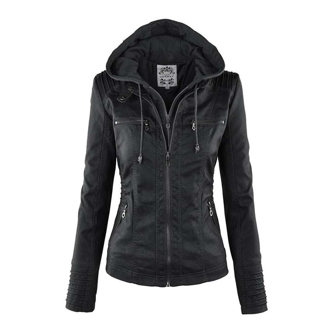 Zanda - Frühlingsjacke aus Leder mit Taschen und Reißverschluss
