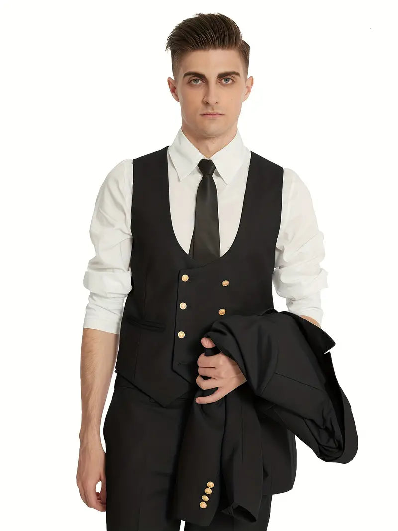 Plus Size, 3 Stück Herren Anzüge Double Breasted Anzug