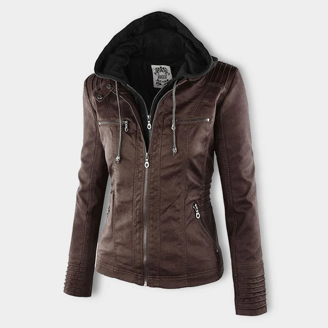 Zanda - Frühlingsjacke aus Leder mit Taschen und Reißverschluss