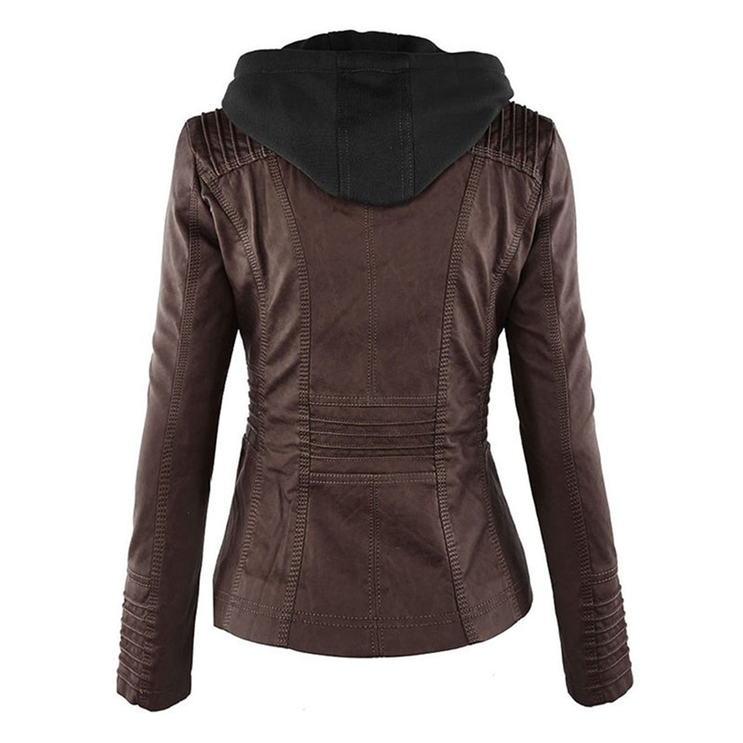 Zanda - Frühlingsjacke aus Leder mit Taschen und Reißverschluss