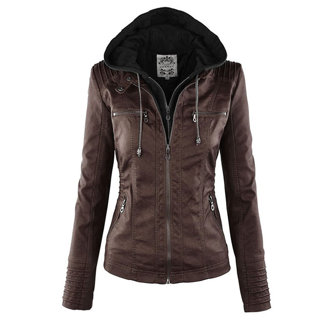 Zanda - Frühlingsjacke aus Leder mit Taschen und Reißverschluss