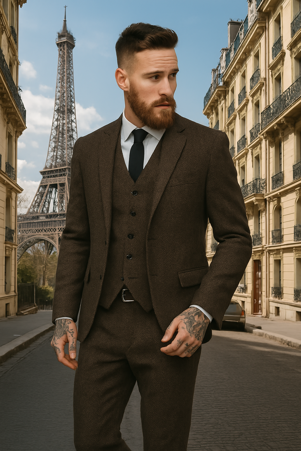 Dreiteiliger Anzug Herren Coral Polyester Für Hochzeit und Formelle Anlässe