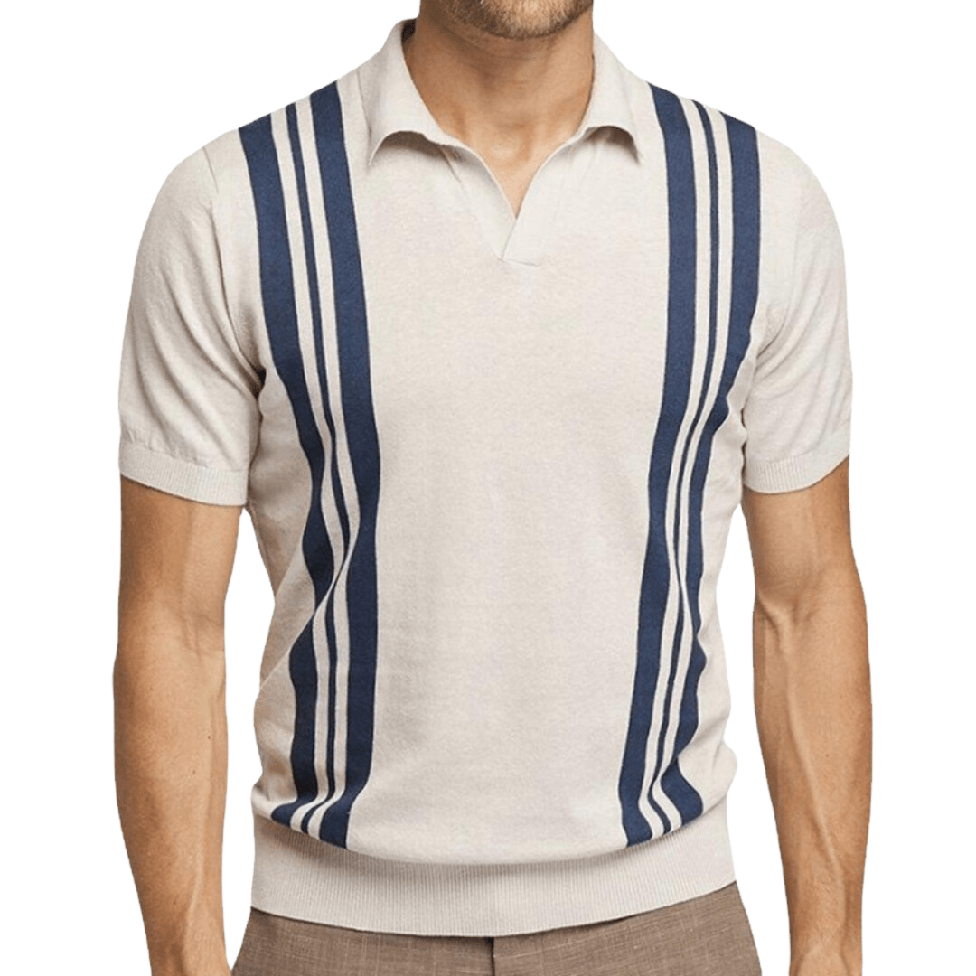 Davinci - Gestreiftes Poloshirt in Aprikose
