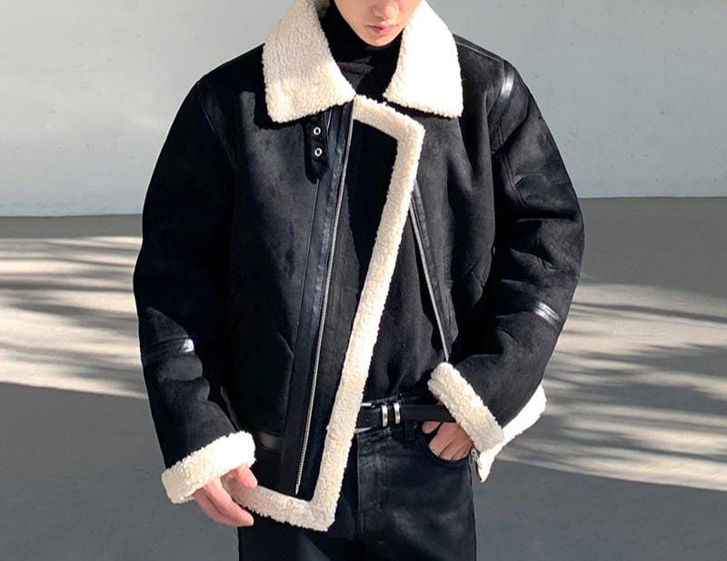 Davinci - Herren Winterjacke Kunstlammfell