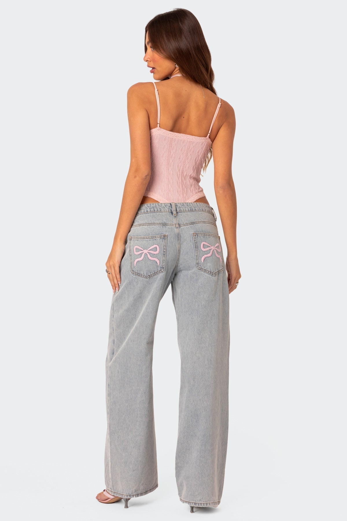 Weite Jeans mit Schleifendetail | Denim | Verspielt, Lässig