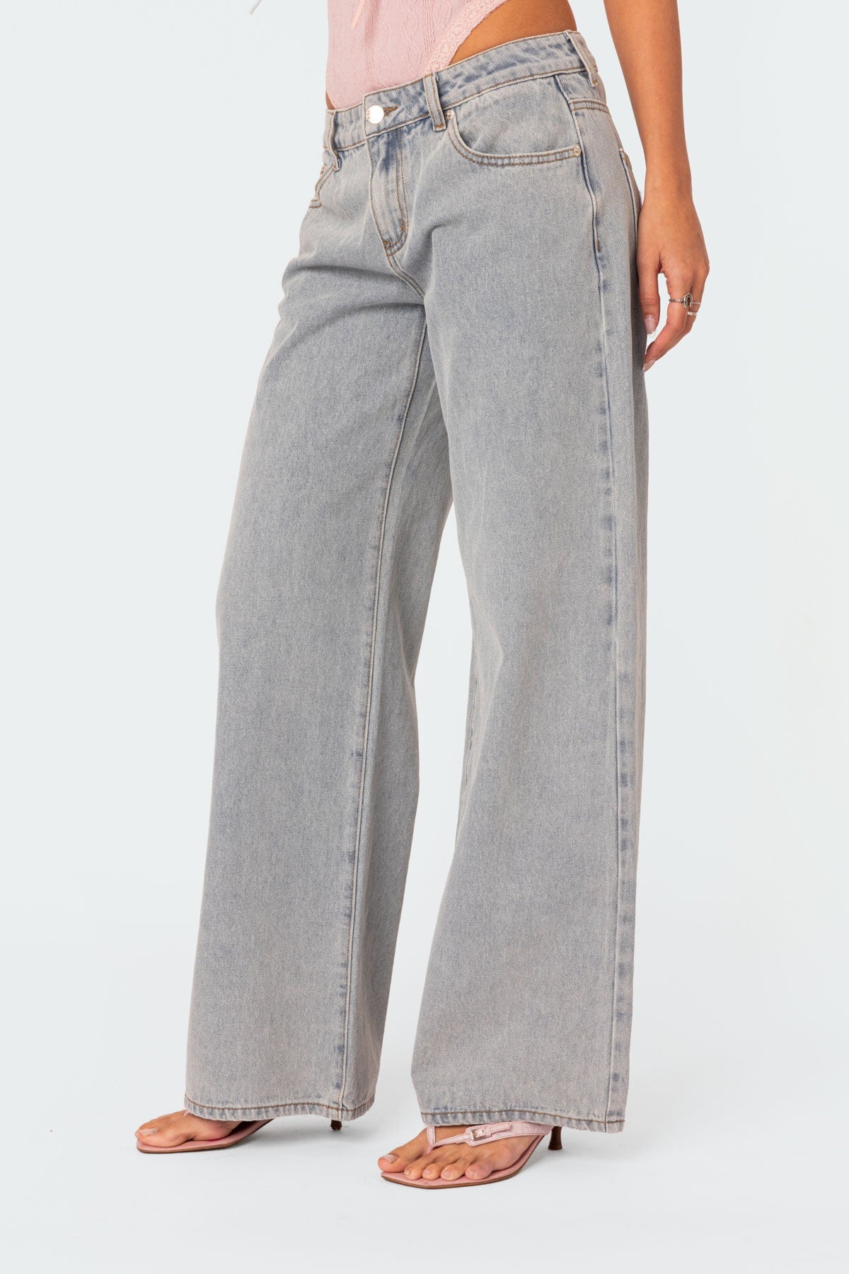 Weite Jeans mit Schleifendetail | Denim | Verspielt, Lässig