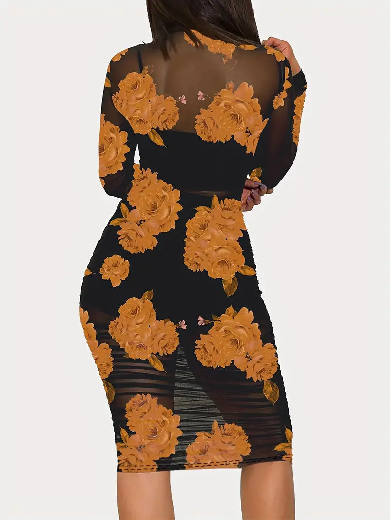 Floral gemustertes Cover Up Kleid für Damen