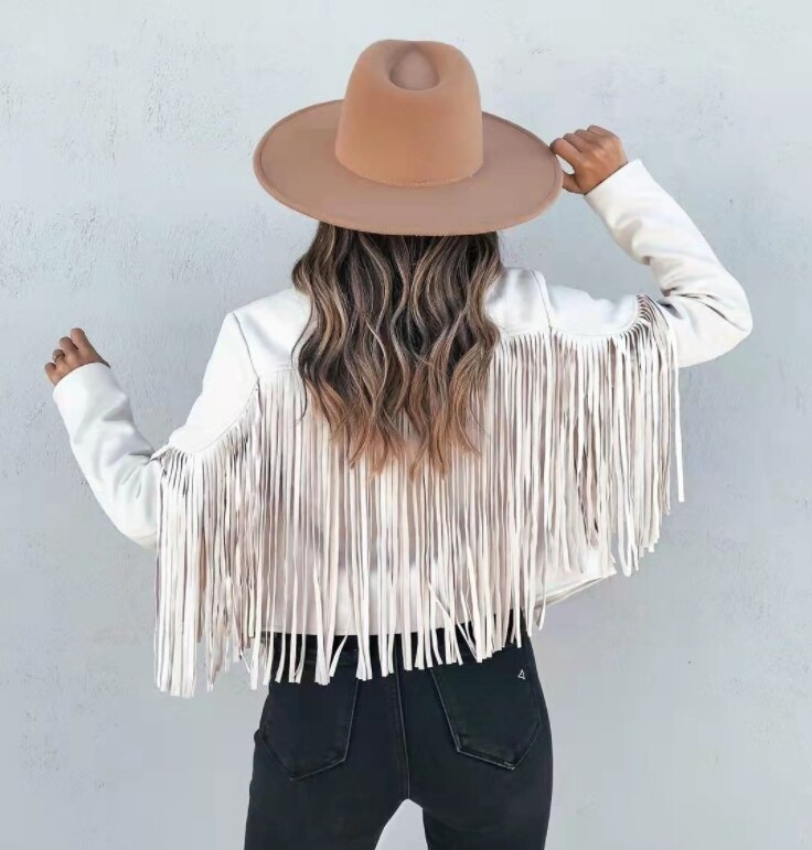 Atasha - Boho Herbst Stilvolle Fransenjacke für Damen