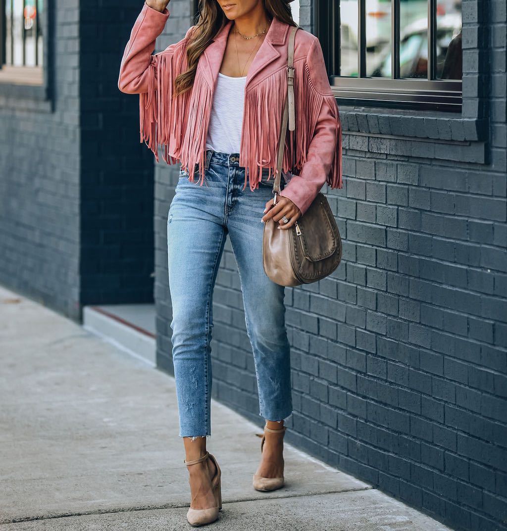 Atasha - Boho Herbst Stilvolle Fransenjacke für Damen
