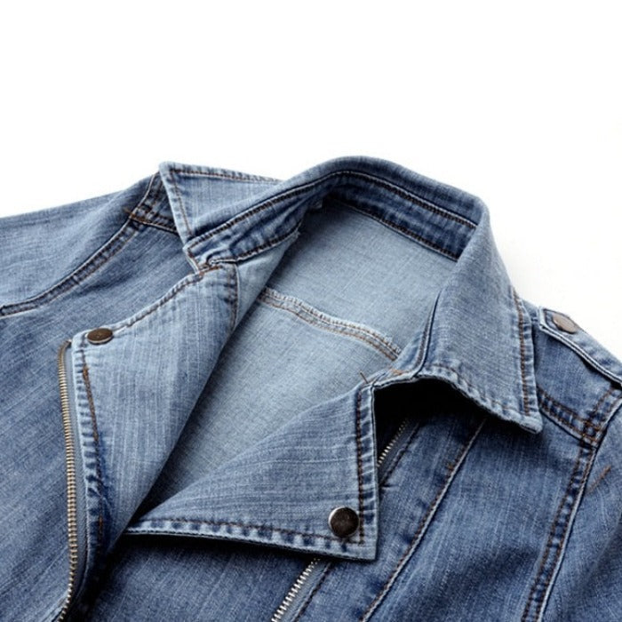 Joan - Lässige Herbst stilvolle blaue Jeansjacke für Frauen