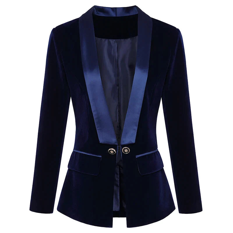 Luna - Schicker Herbst Samt-Smokingblazer mit Satin-Revers für Damen
