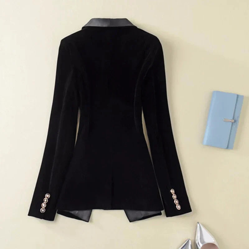 Luna - Schicker Herbst Samt-Smokingblazer mit Satin-Revers für Damen