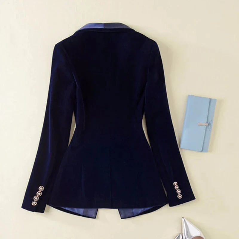 Luna - Schicker Herbst Samt-Smokingblazer mit Satin-Revers für Damen