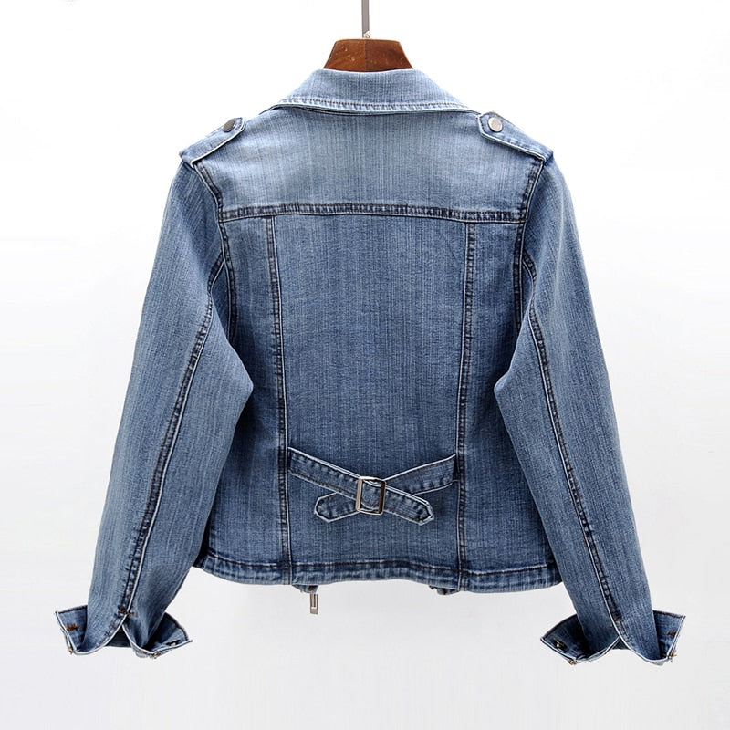 Joan - Lässige Herbst stilvolle blaue Jeansjacke für Frauen