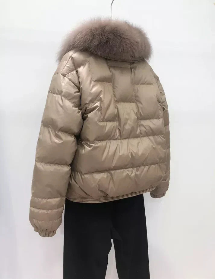 Rita | Vintage Rosa gesteppte Damen-Pufferjacke