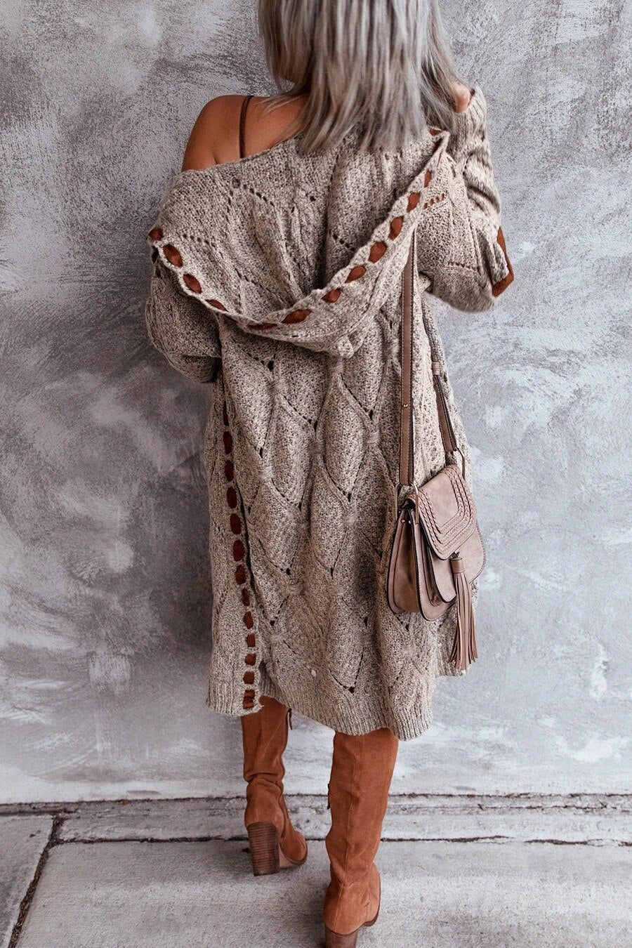 Eva - Schicker Herbst Lang Gebreid Vest mit Kapuze für Damen