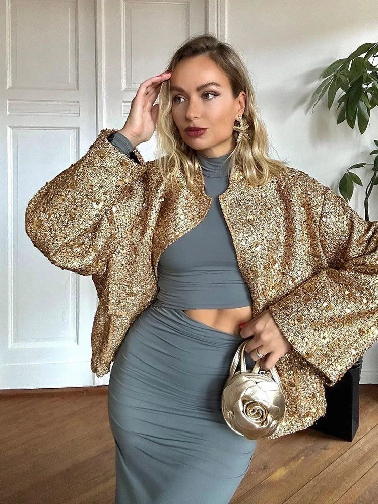 Ilse | Goldene Paillettenjacke für Damen