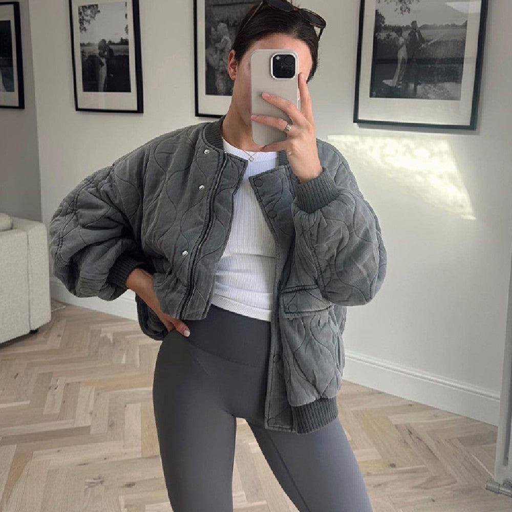 Damenjacke Grau Oversized Polyester