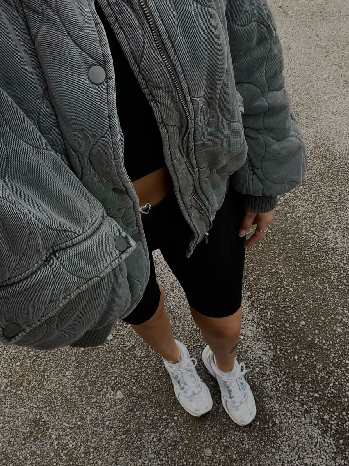 Damenjacke Grau Oversized Polyester