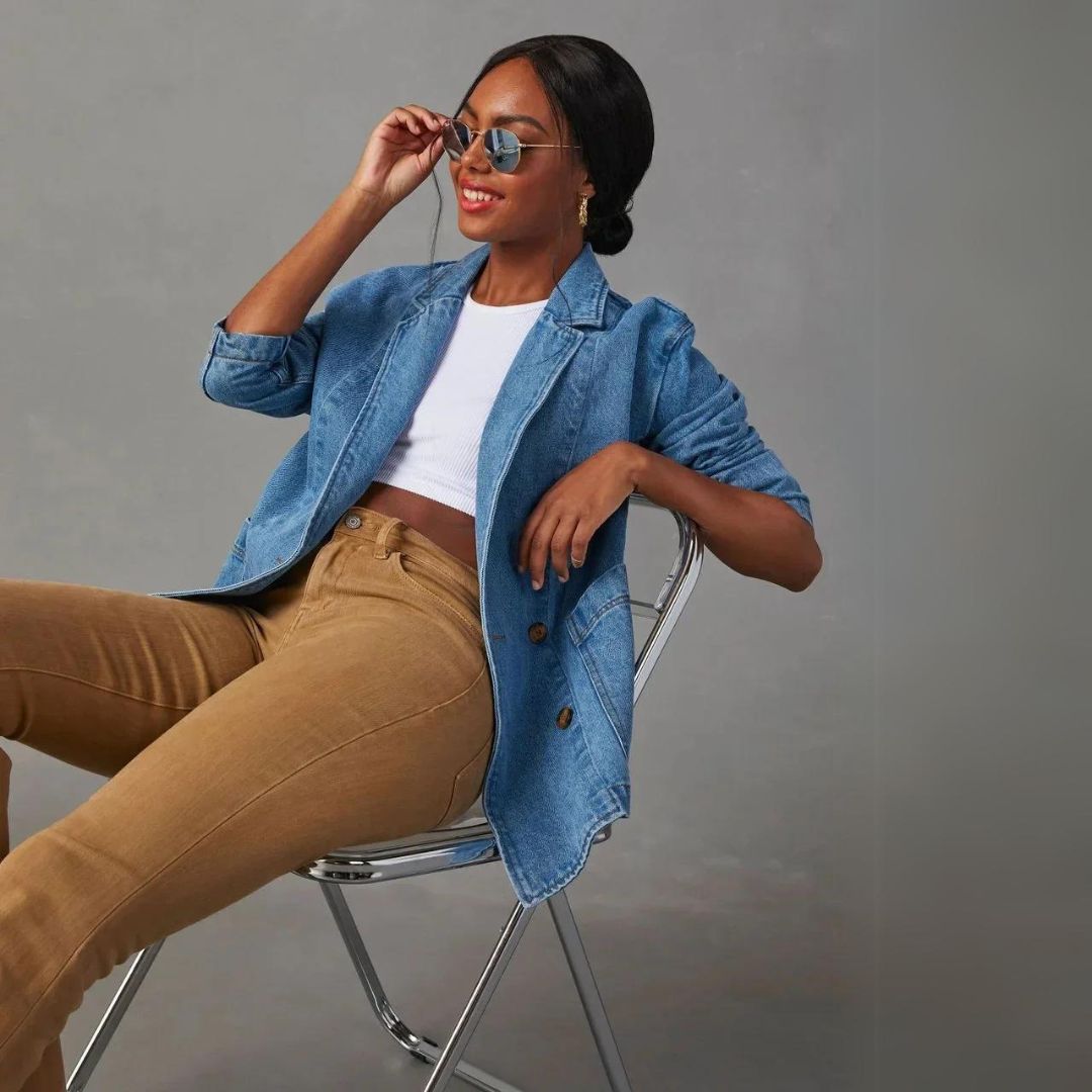 Brooke - Lässiger Herbst Jeansblazer mit Knopftaschen für Damen